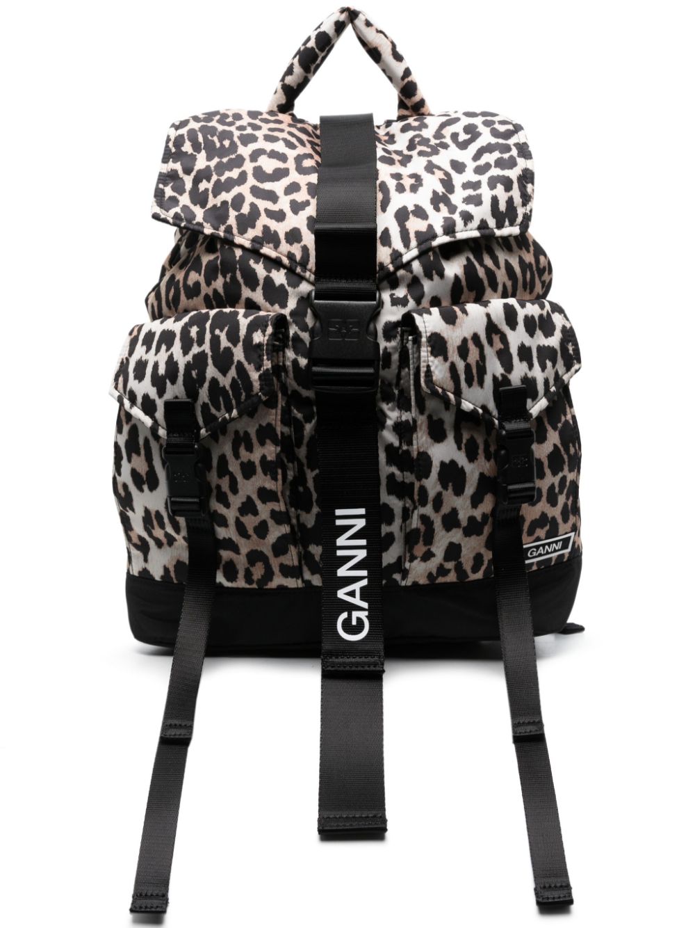 GANNI leopard-print buckled backpack - Brown von GANNI