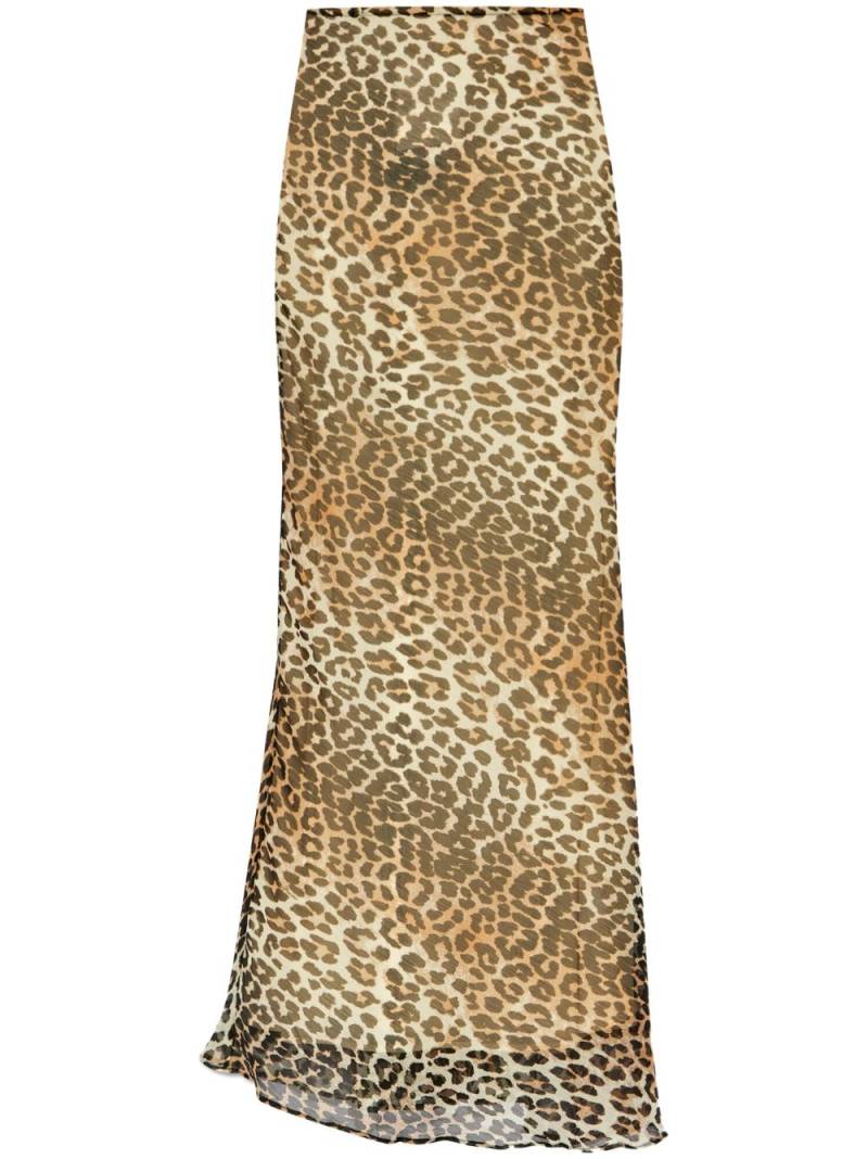 GANNI leopard-print chiffon maxi skirt - Neutrals von GANNI