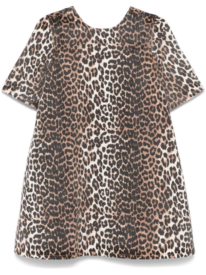 GANNI leopard-print denim mini dress - Neutrals von GANNI