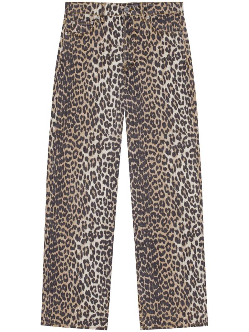 GANNI leopard print denim trousers - Brown von GANNI