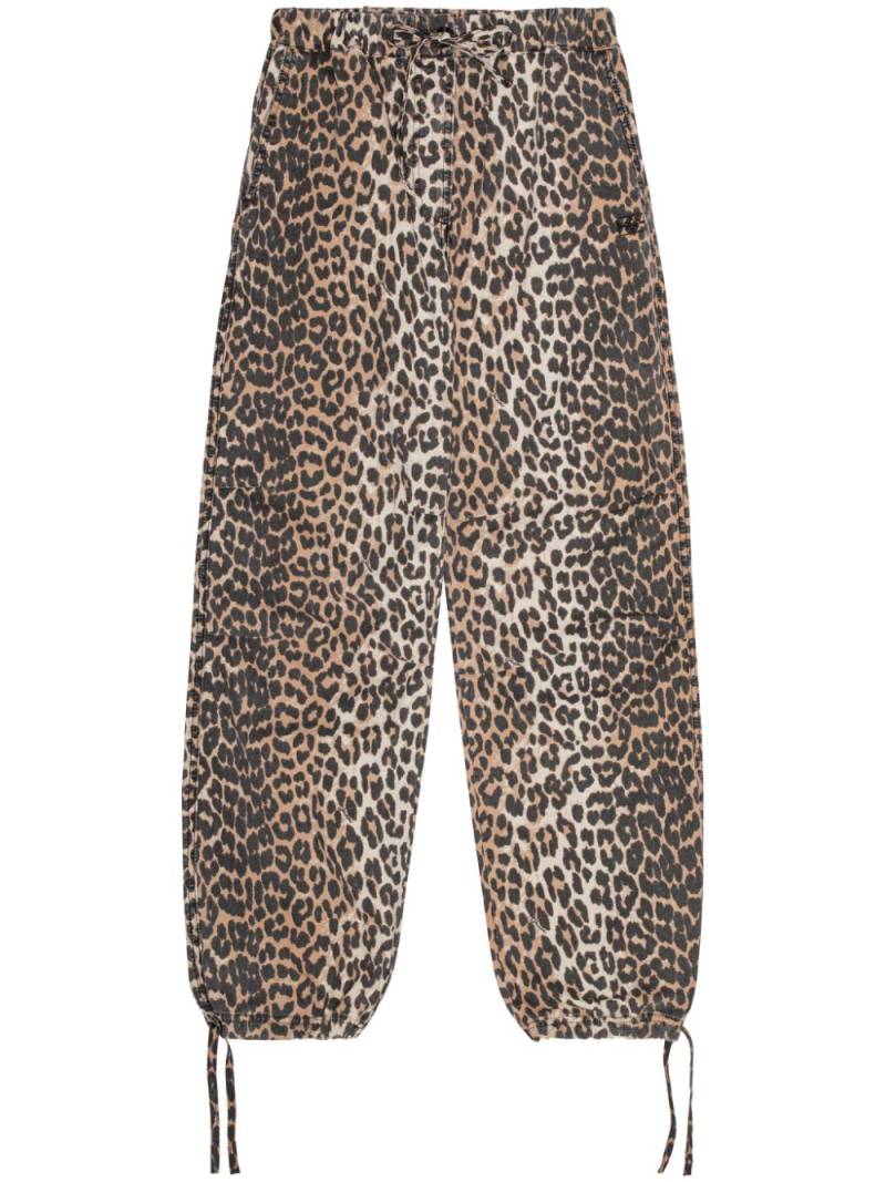 GANNI leopard-print drawstring trousers - Black von GANNI