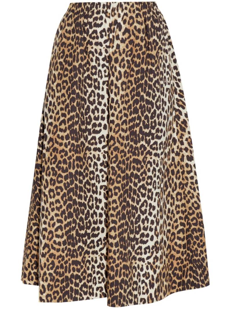 GANNI leopard-print midi skirt - Brown von GANNI