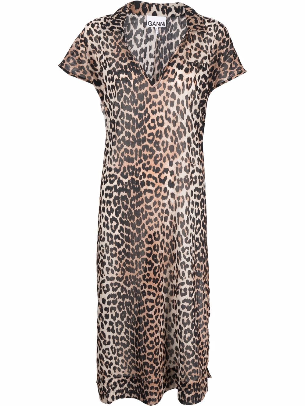 GANNI leopard-print organic-cotton dress - Brown von GANNI