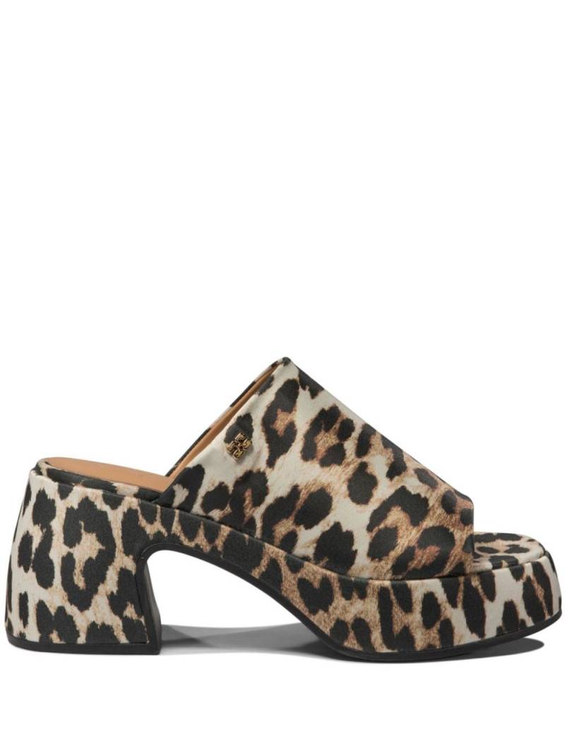 GANNI leopard-print satin mules - Brown von GANNI