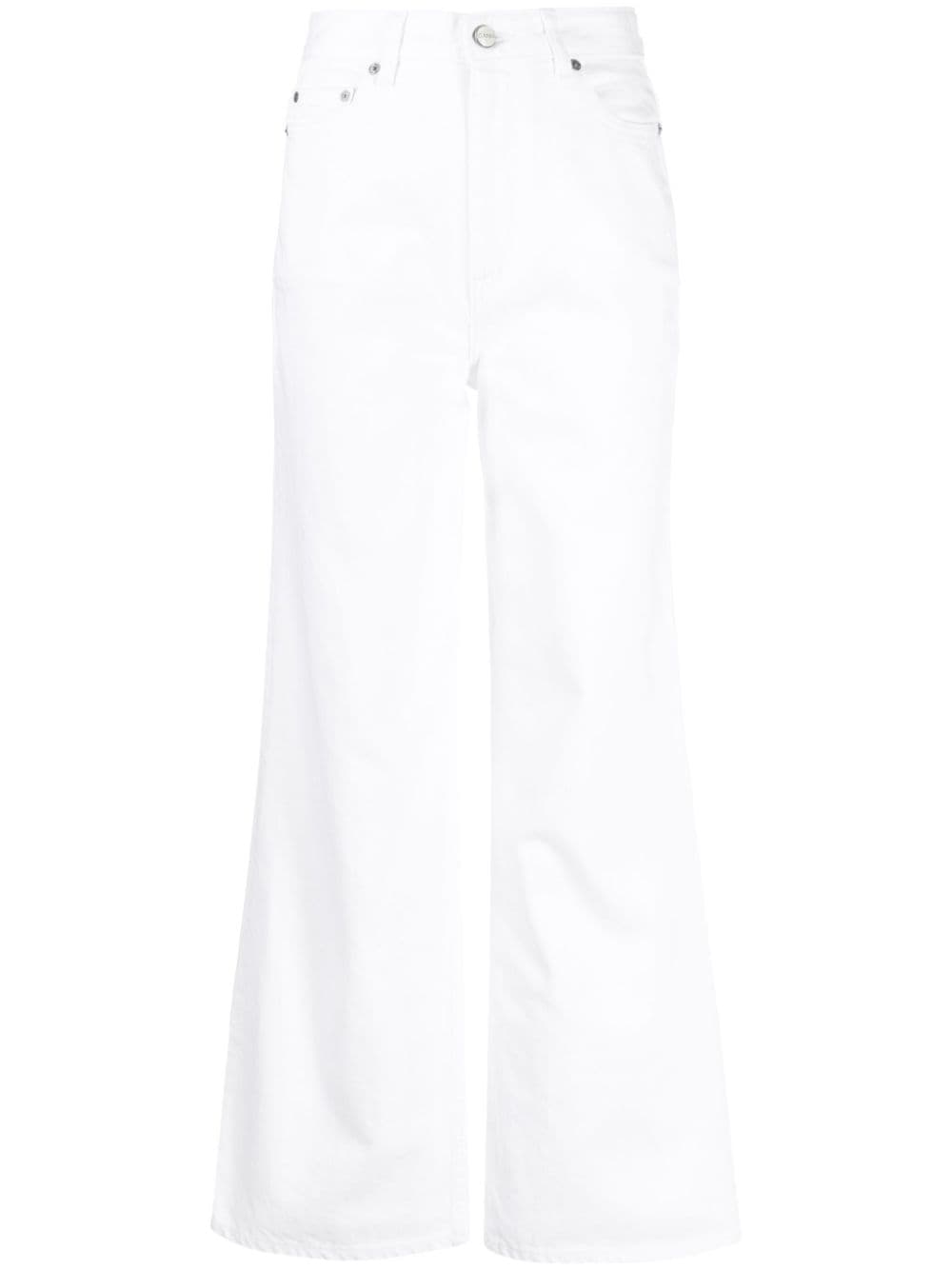 GANNI logo-appliqué organic cotton jeans - White von GANNI