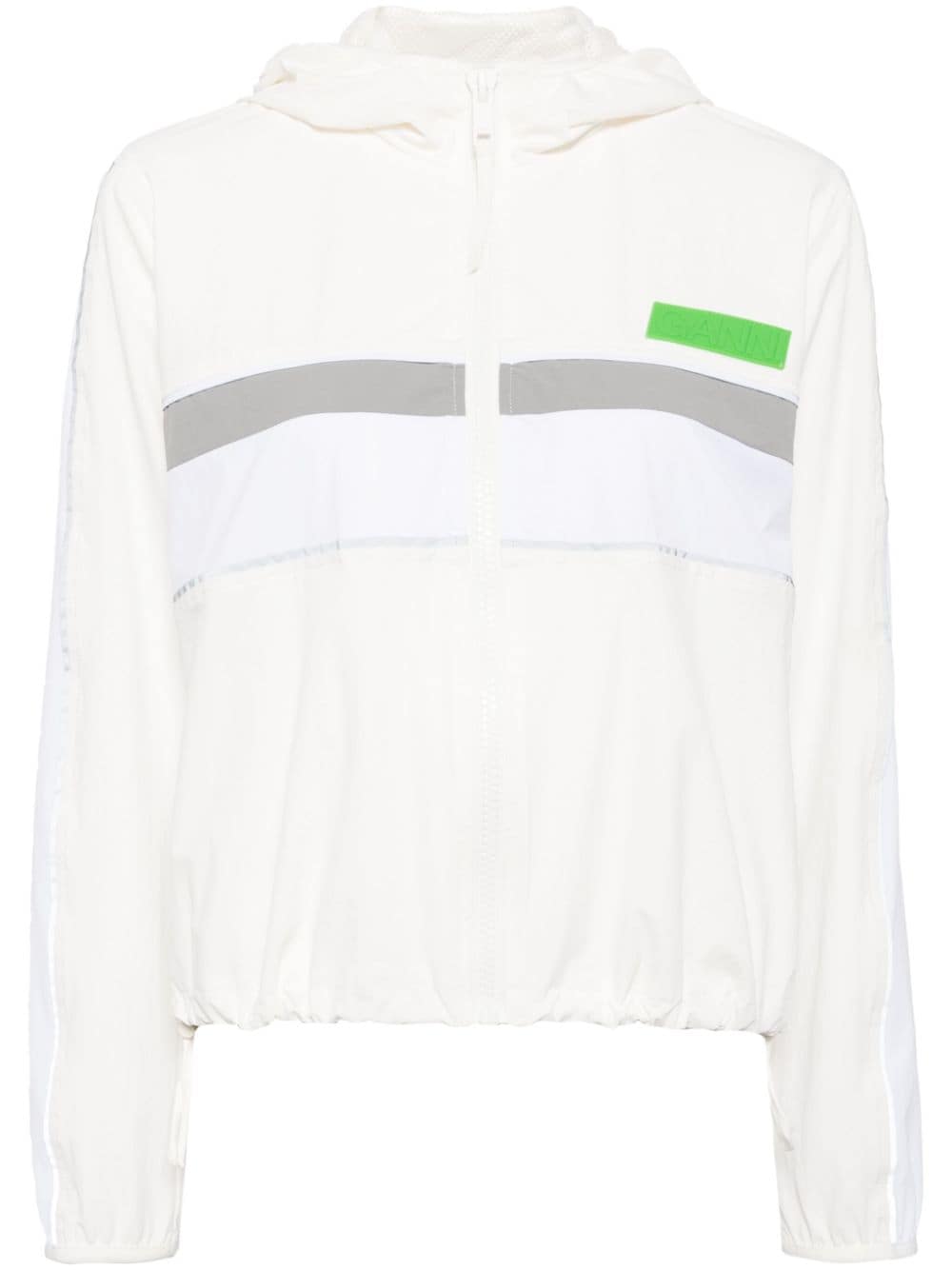 GANNI logo-appliqué zip-up track jacket - White von GANNI