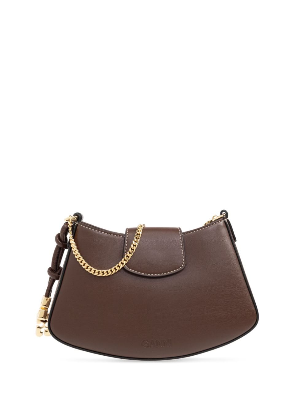 GANNI logo-charm leather tote bag - Brown von GANNI