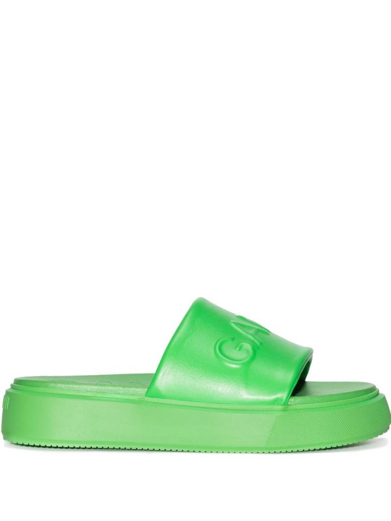 GANNI logo-embossed slide sandals - Green von GANNI