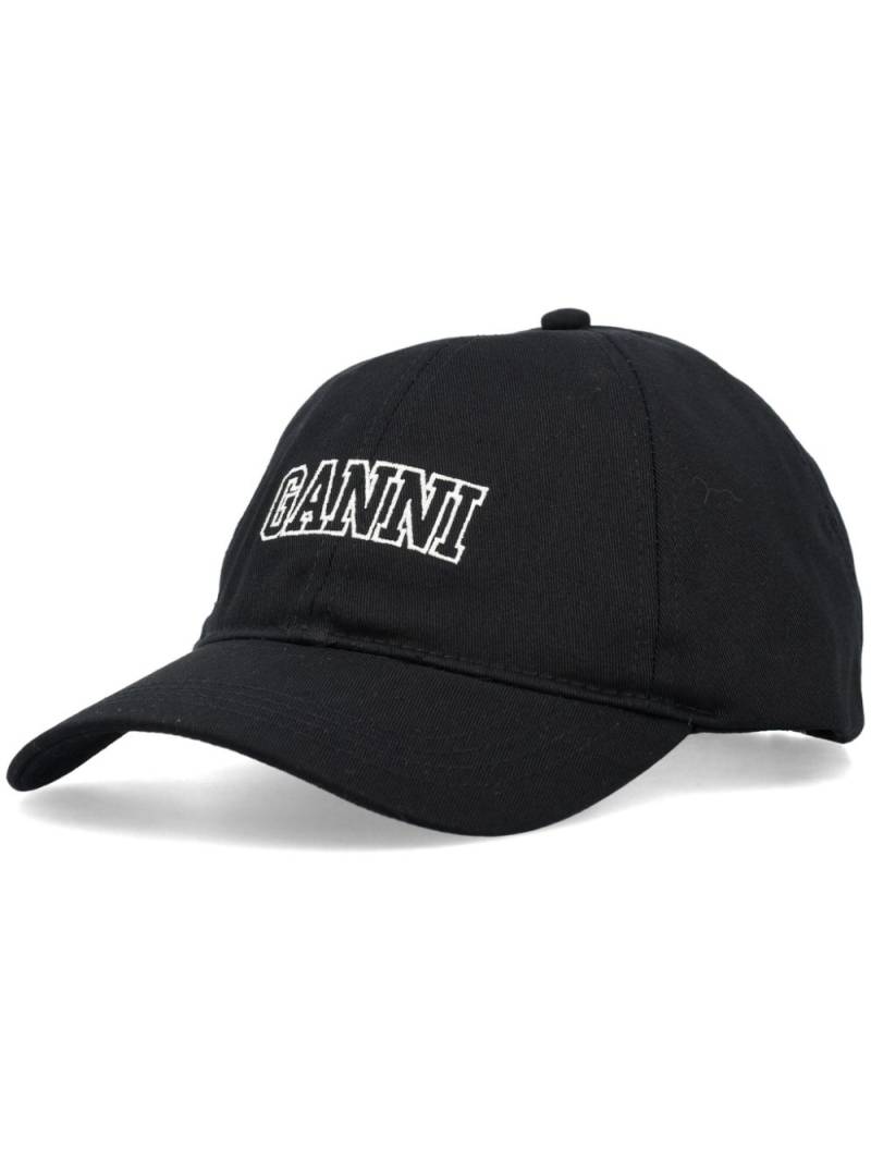 GANNI logo-embroidered cap - Black von GANNI