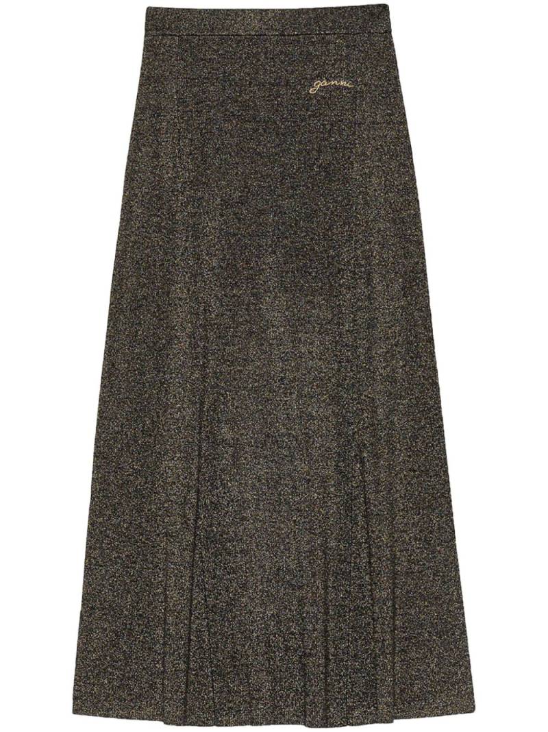 GANNI logo-embroidered maxi skirt - Grey von GANNI