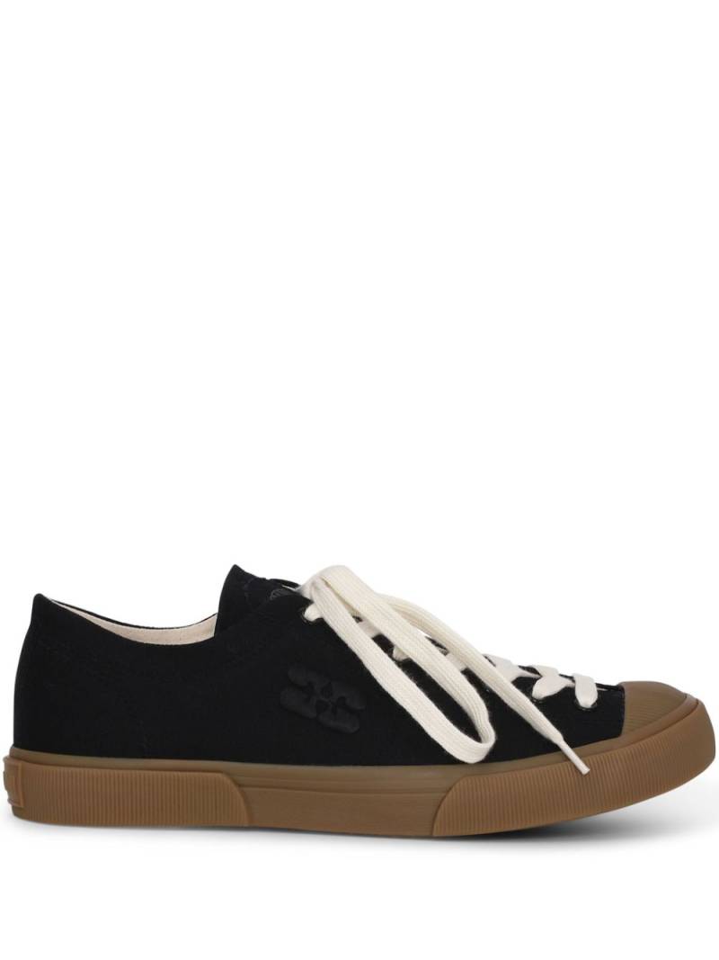 GANNI logo-embroidered organic cotton sneakers - Black von GANNI