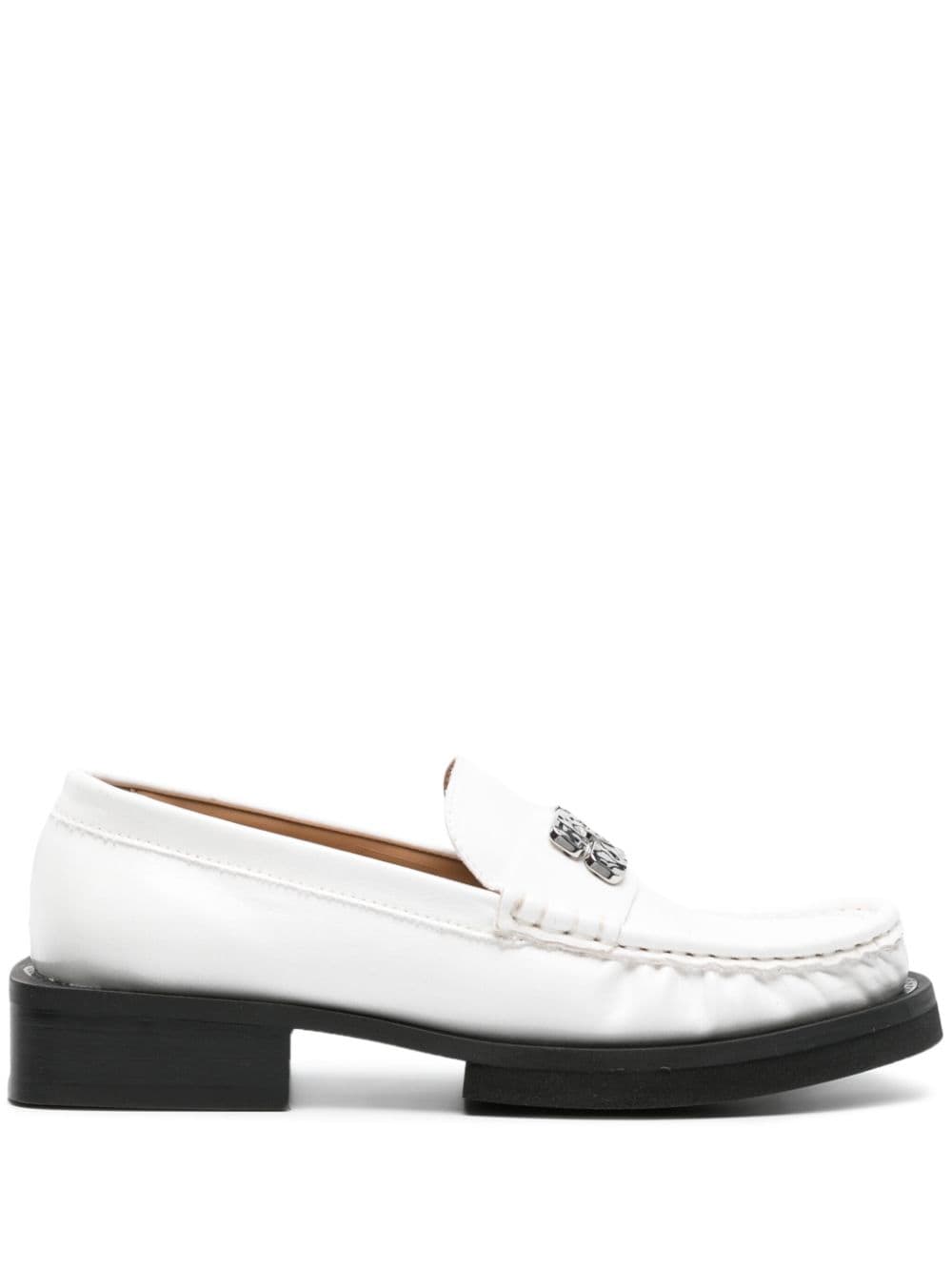 GANNI logo-plaque loafers - White von GANNI