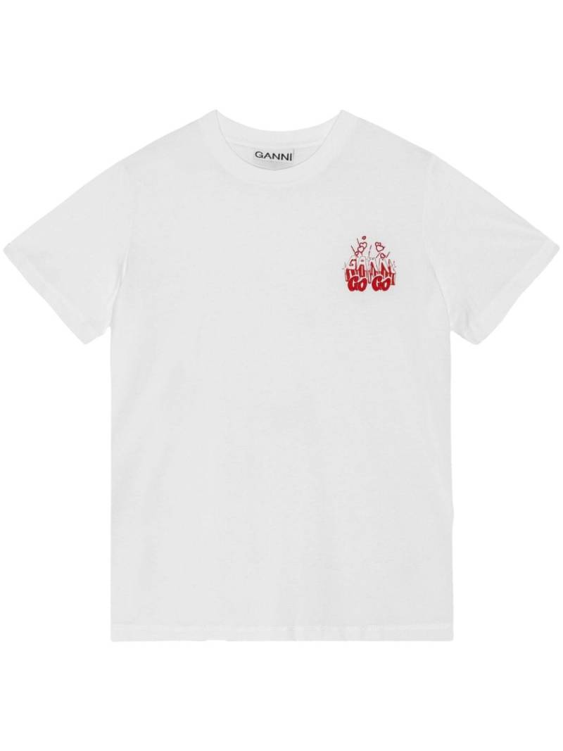 GANNI logo-print cotton T-shirt - White von GANNI