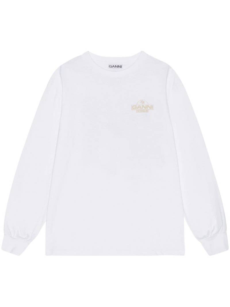 GANNI logo-print cotton sweatshirt - White von GANNI