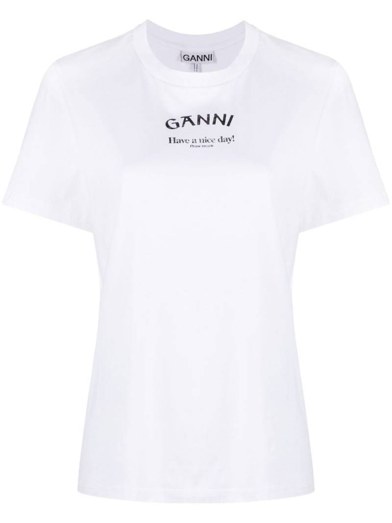 GANNI logo-print organic cotton T-shirt - White von GANNI