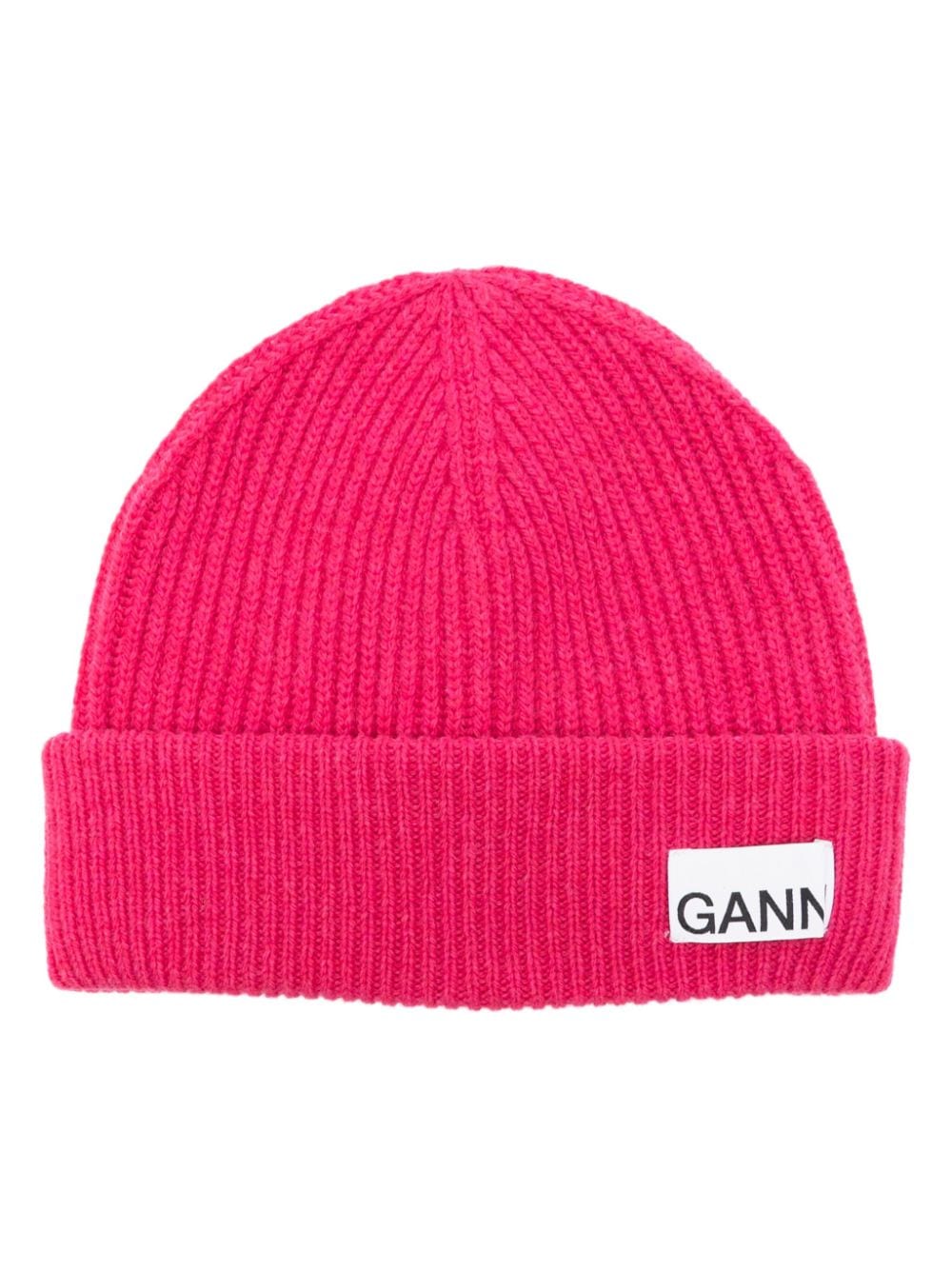 GANNI logo-tag knitted beanie - Pink von GANNI
