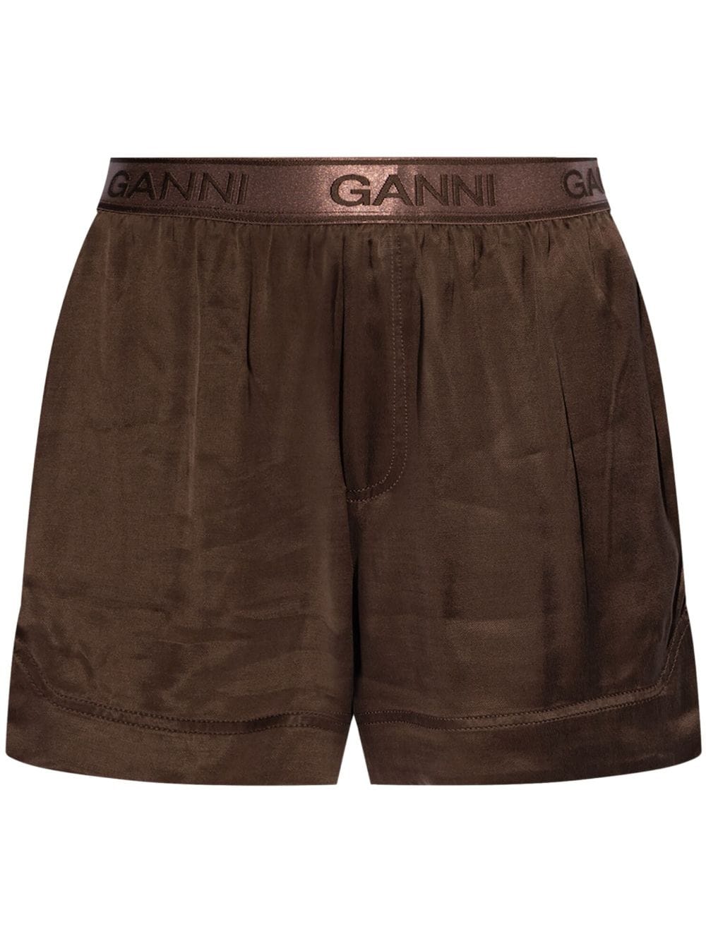 GANNI logo waistband shorts - Brown von GANNI