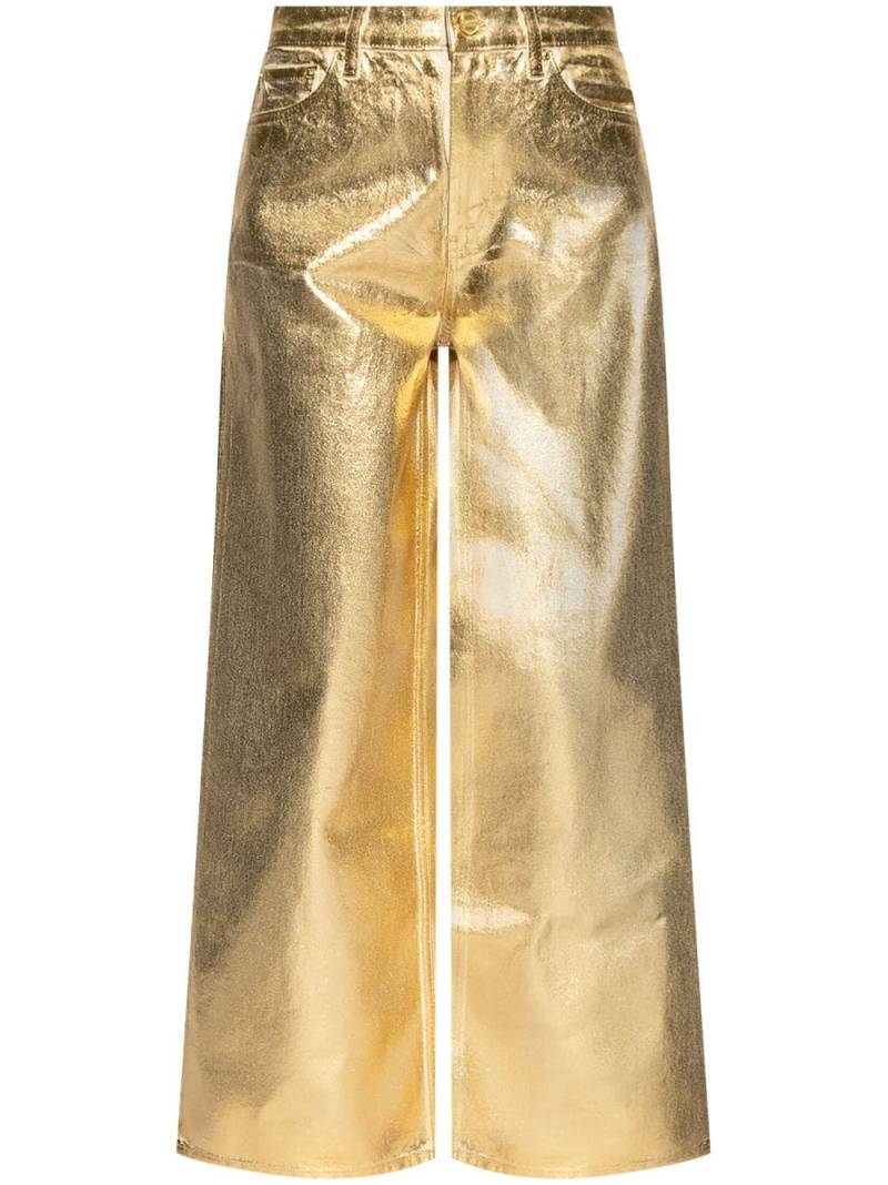 GANNI metallic-effect cotton jeans - Gold von GANNI