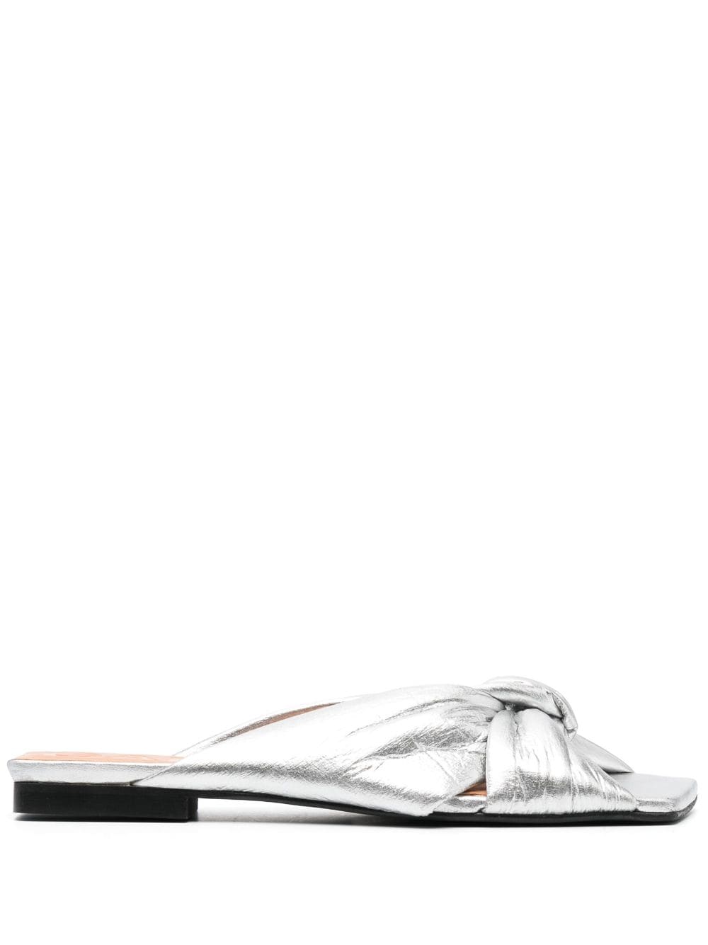 GANNI metallic-finish knot-detail flats - Silver von GANNI