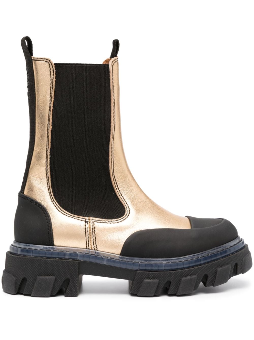 GANNI metallic-leather chunky Chelsea boots - Gold von GANNI