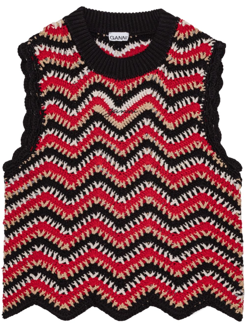 GANNI organic-cotton crochet vest - Red von GANNI