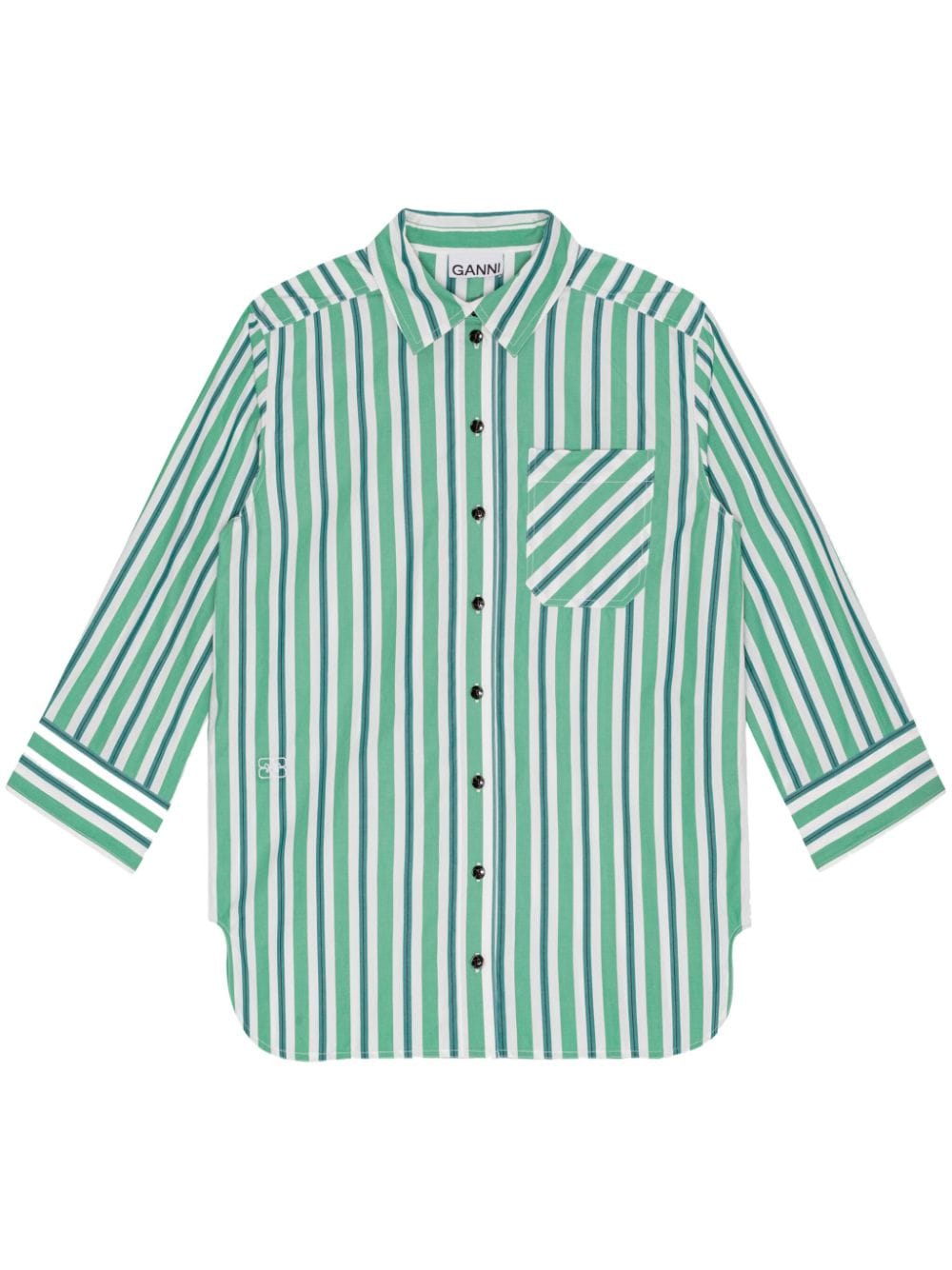 GANNI organic-cotton striped shirt - Green von GANNI