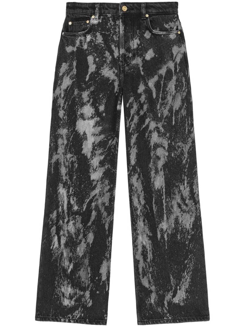 GANNI painterly-print palazzo trousers - Black von GANNI