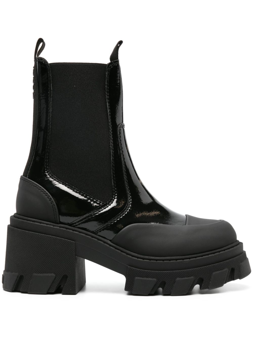 GANNI patent-finish chunky boots - Black von GANNI