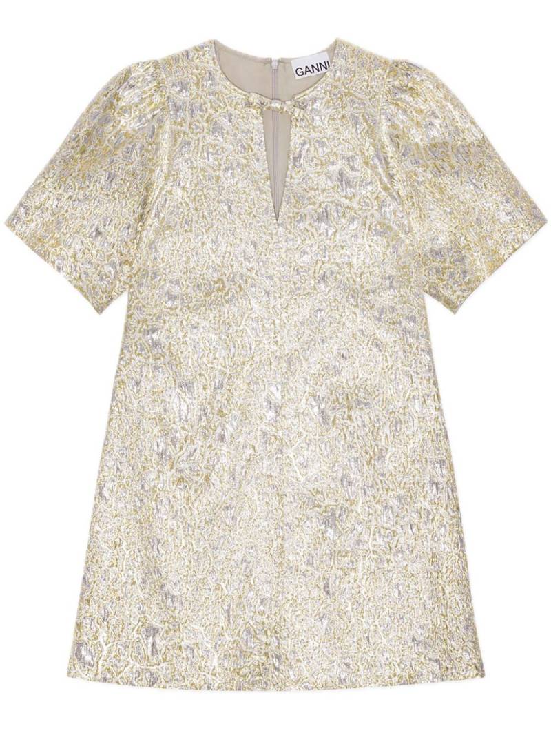 GANNI patterned-jacquard mini dress - Gold von GANNI