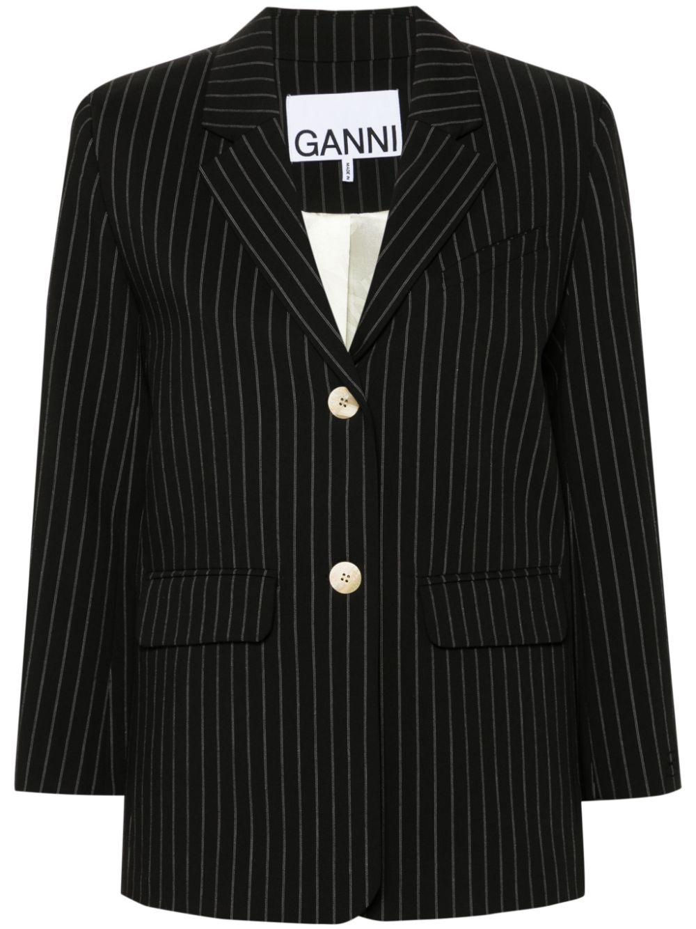 GANNI pinstripe blazer - Black von GANNI