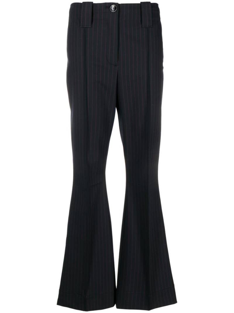 GANNI pinstripe flared trousers - Blue von GANNI