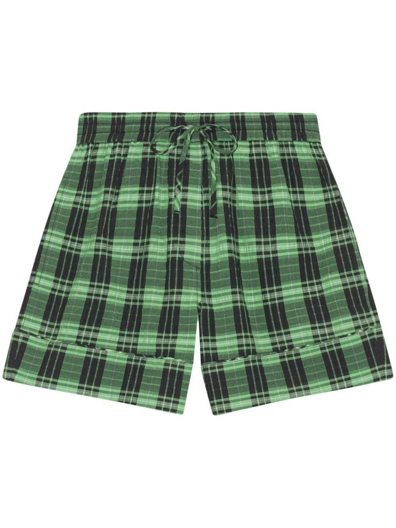 GANNI plaid-check drawstring shorts - Green von GANNI