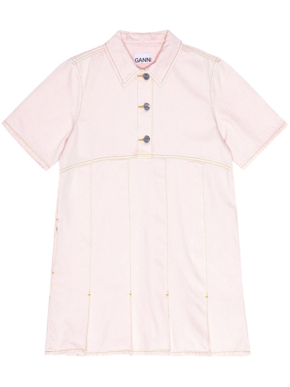 GANNI pleat-hem denim mini dress - Pink von GANNI