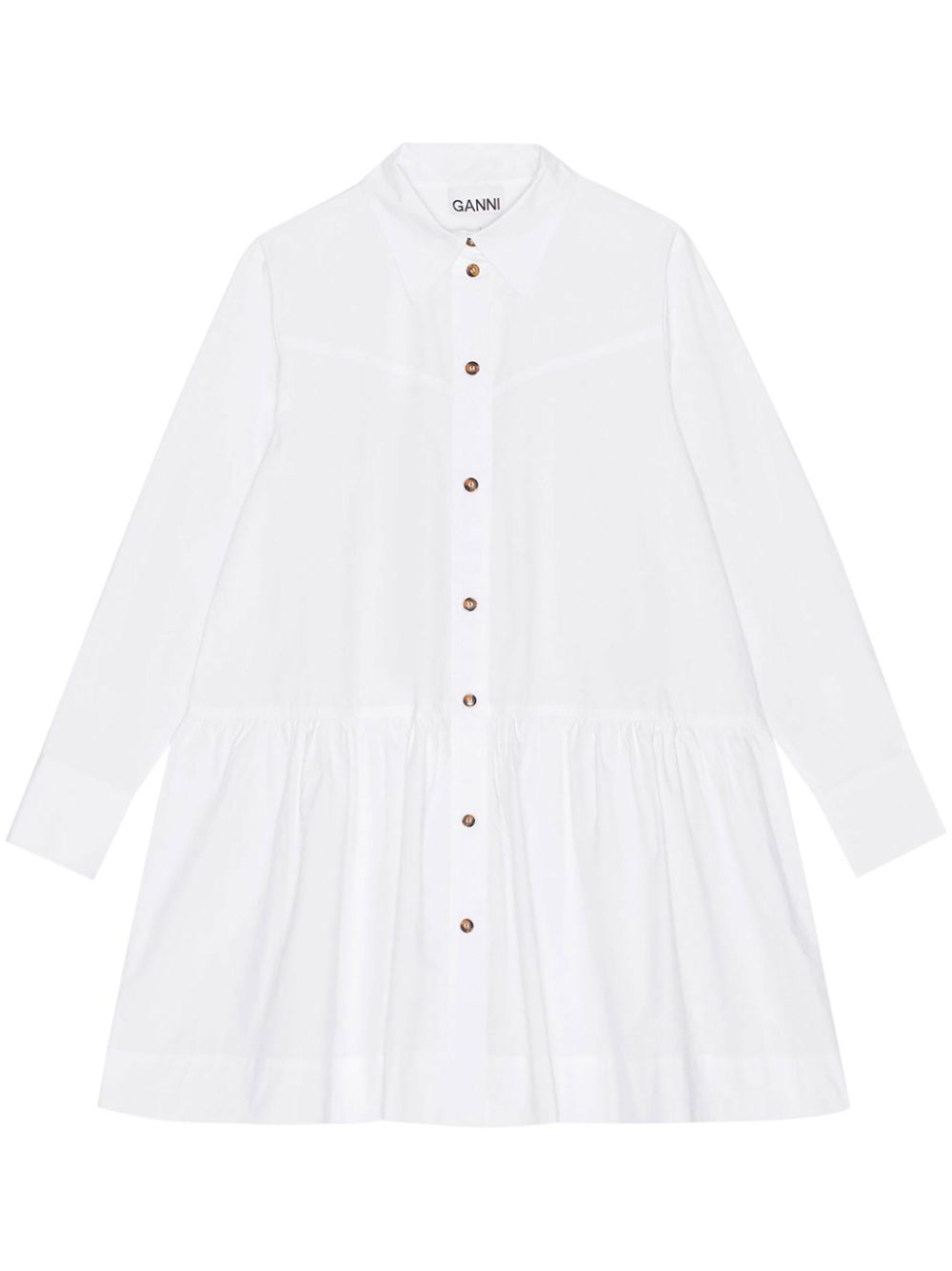 GANNI pointed-collar organic cotton shirtdress - White von GANNI