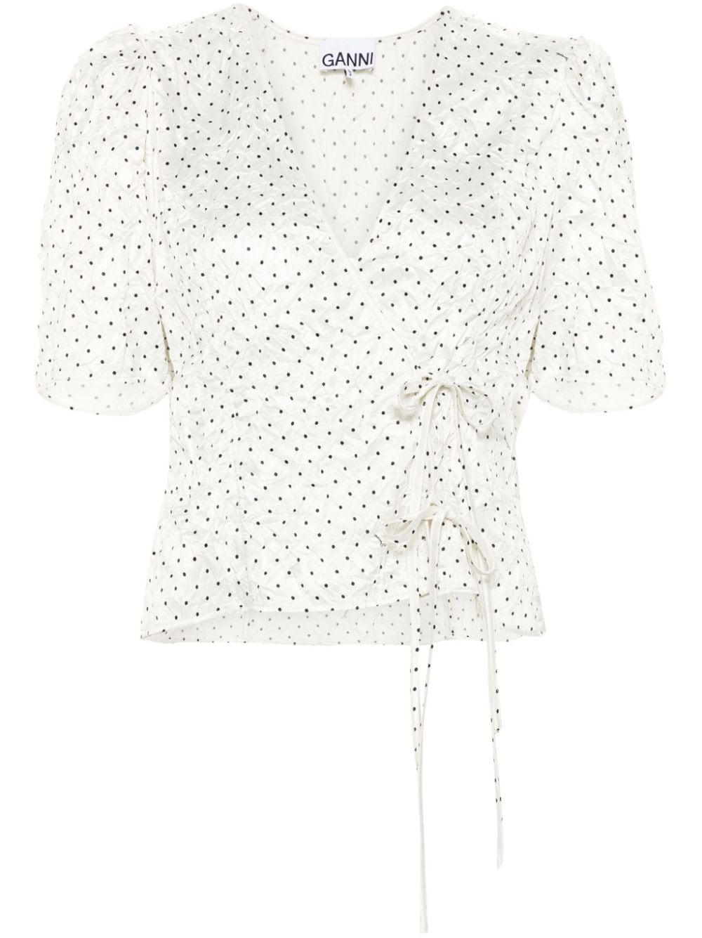 GANNI polka dot crinkled satin blouse - Neutrals von GANNI