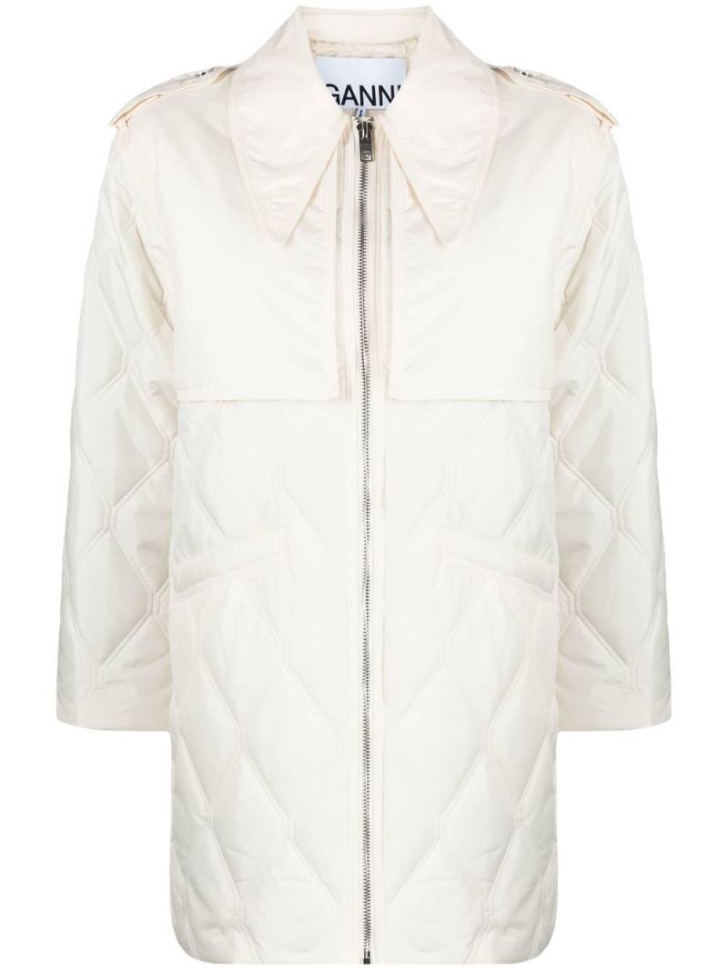 GANNI quilted zip-up jacket - Neutrals von GANNI