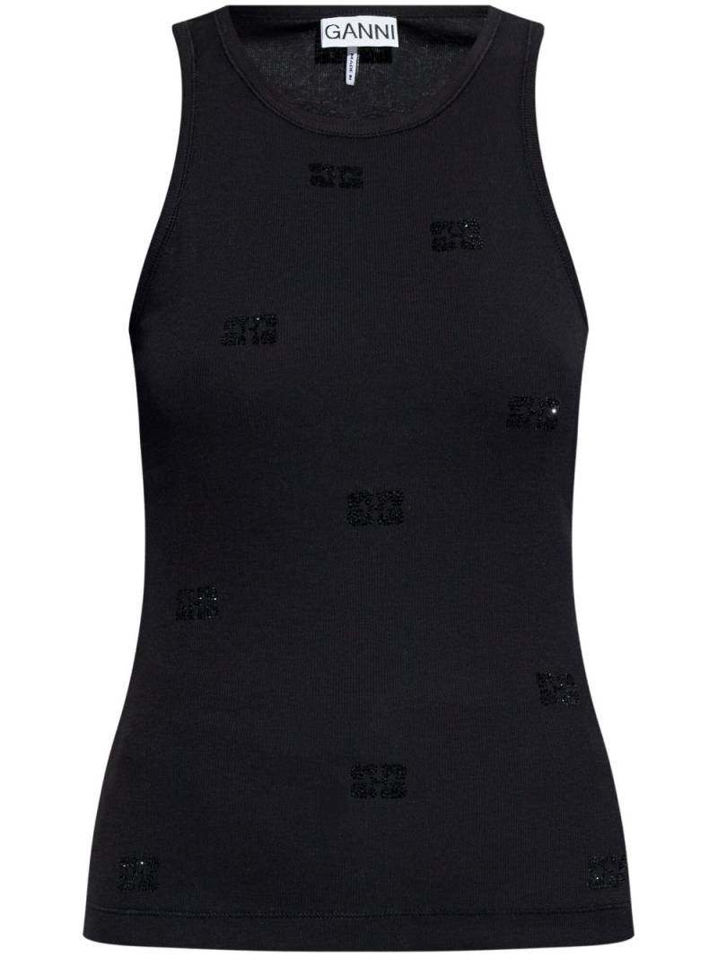 GANNI rhinestone-embellished tank top - Black von GANNI