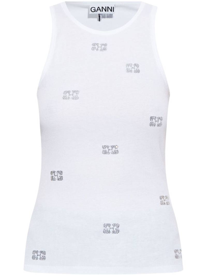 GANNI rhinestone-embellished tank top - White von GANNI