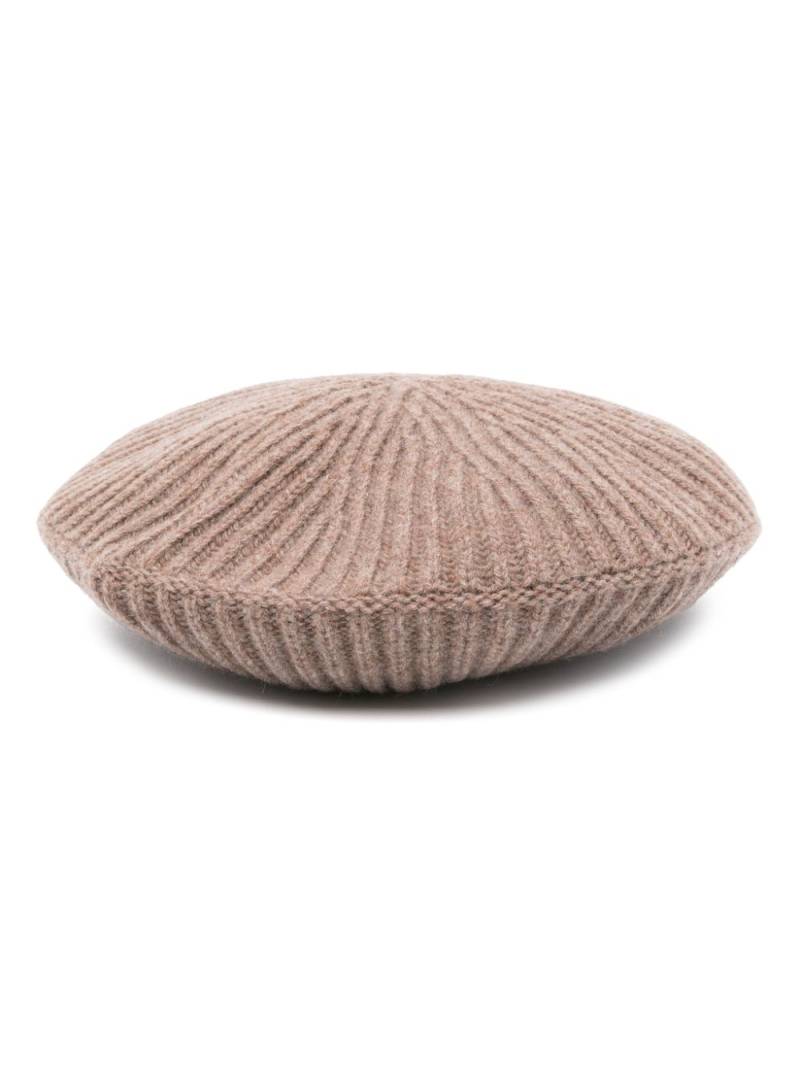 GANNI ribbed-knit beret - Brown von GANNI