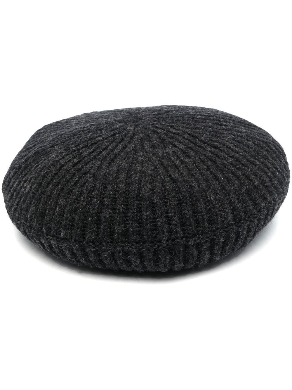 GANNI ribbed knitted beret - Black von GANNI