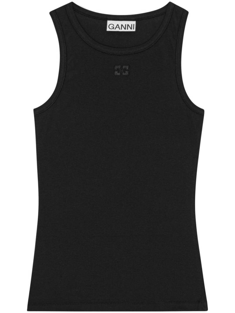 GANNI ribbed tank top - Black von GANNI