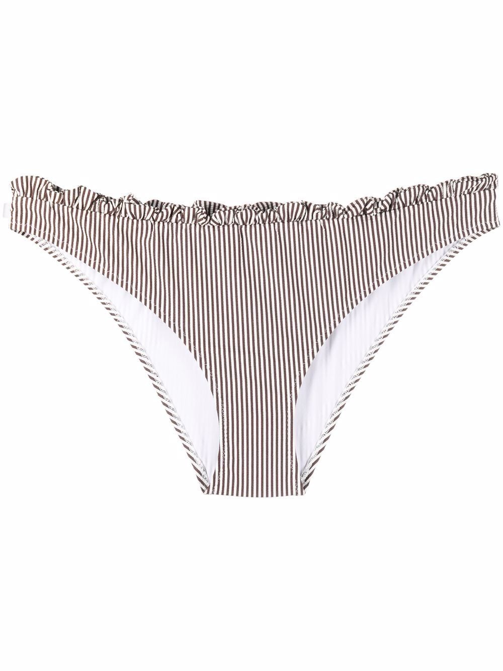 GANNI ruched striped bikini bottoms - Brown von GANNI