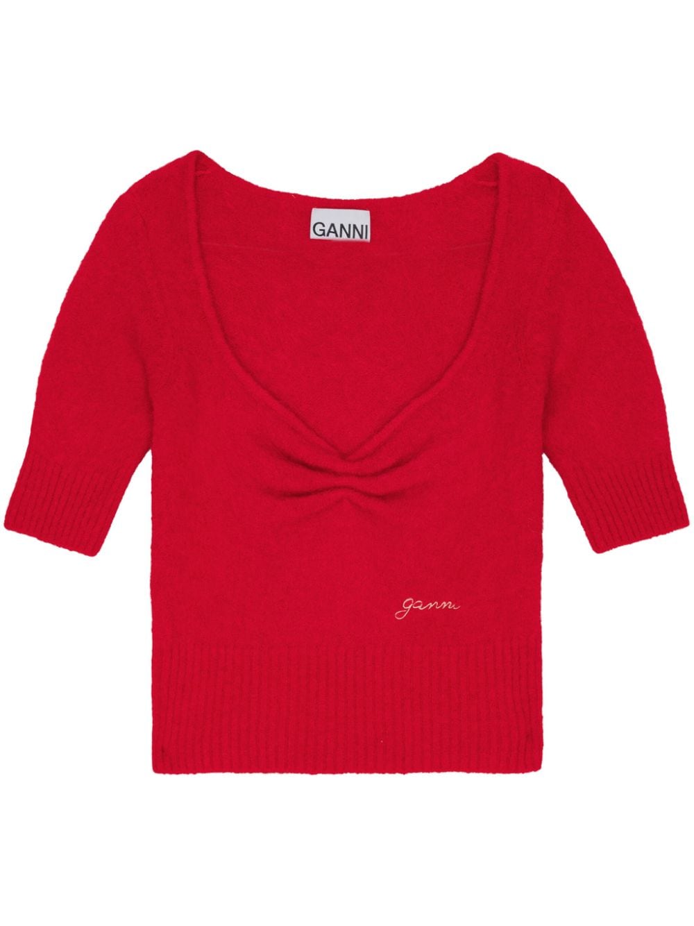 GANNI ruched wool top - Red von GANNI