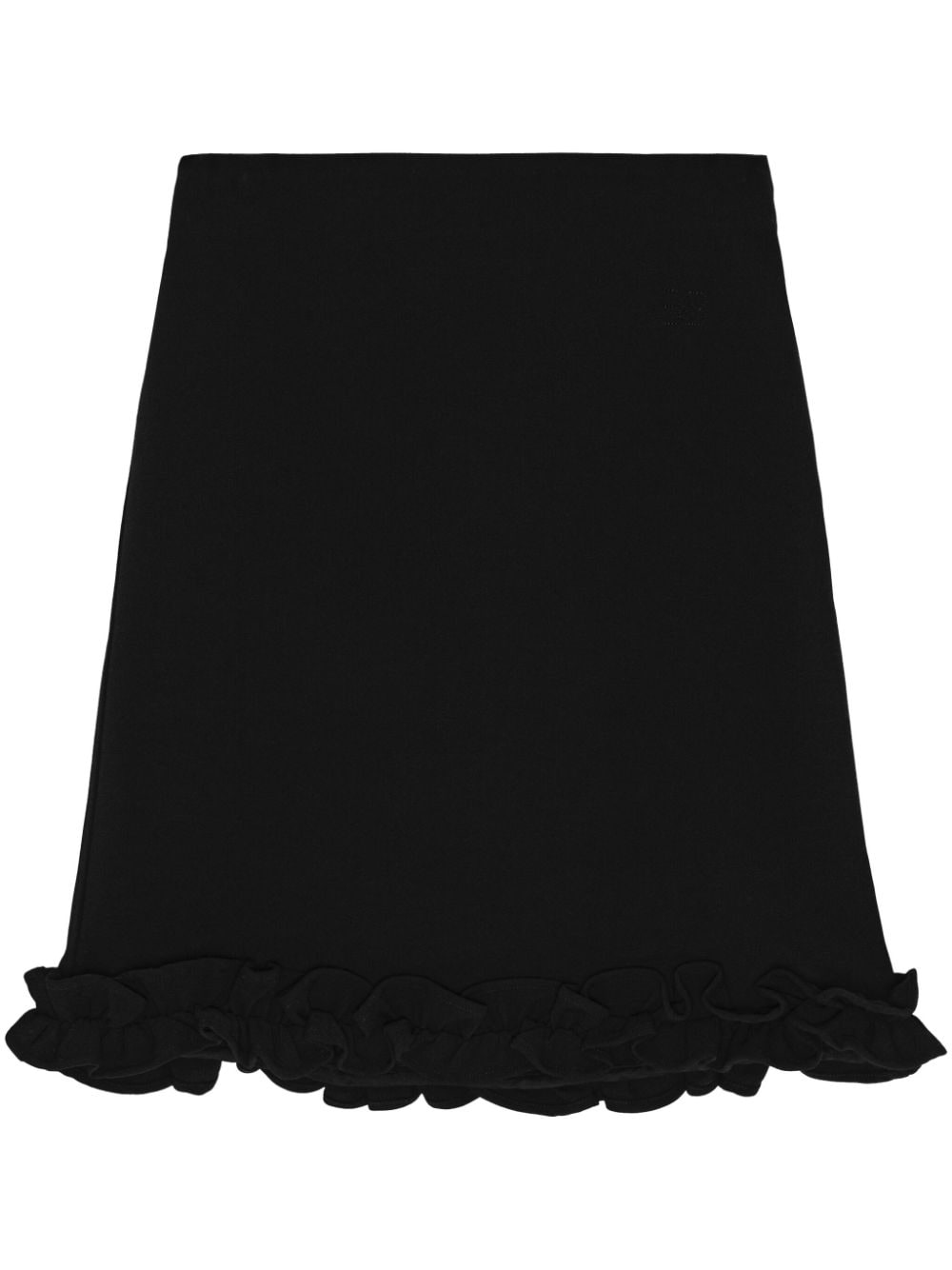 GANNI ruffle-hem bonded-crepe skirt - Black von GANNI