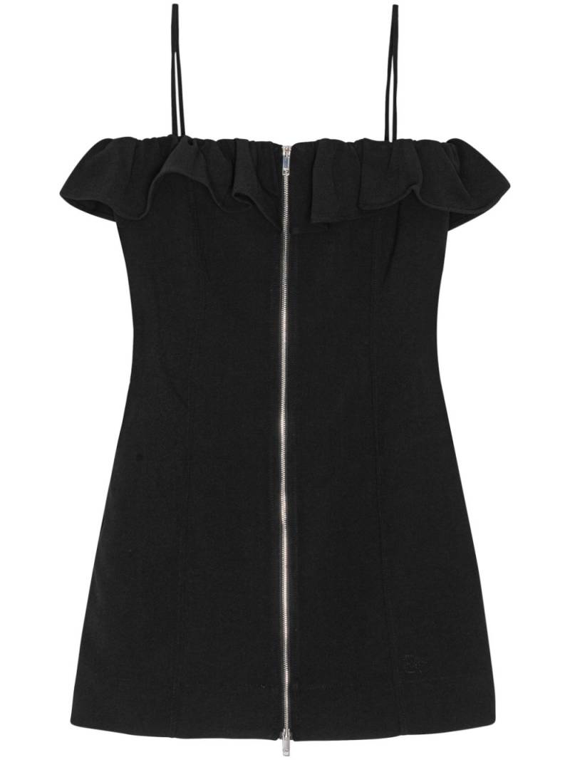 GANNI ruffle-trim minidress - Black von GANNI