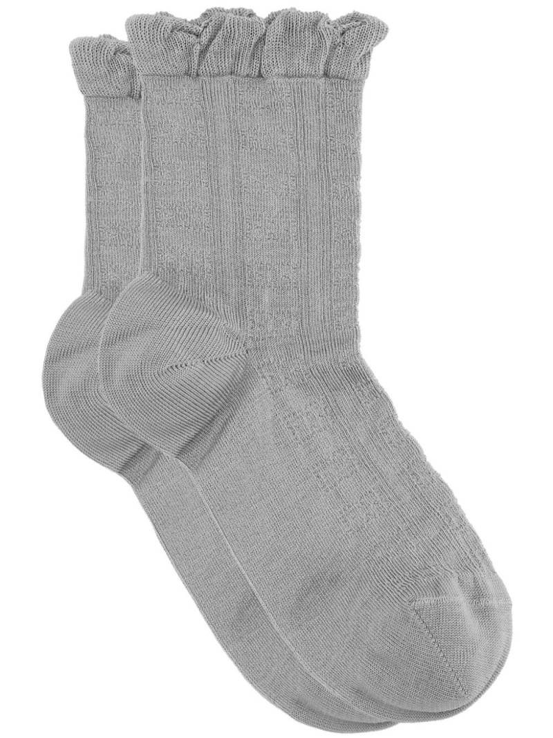 GANNI ruffle-trim organic-cotton socks - Grey von GANNI