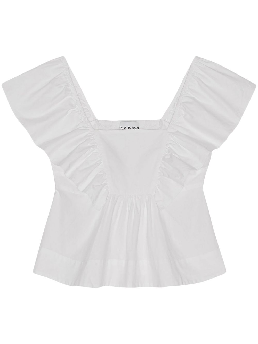 GANNI ruffled poplin sleeveless blouse - White von GANNI