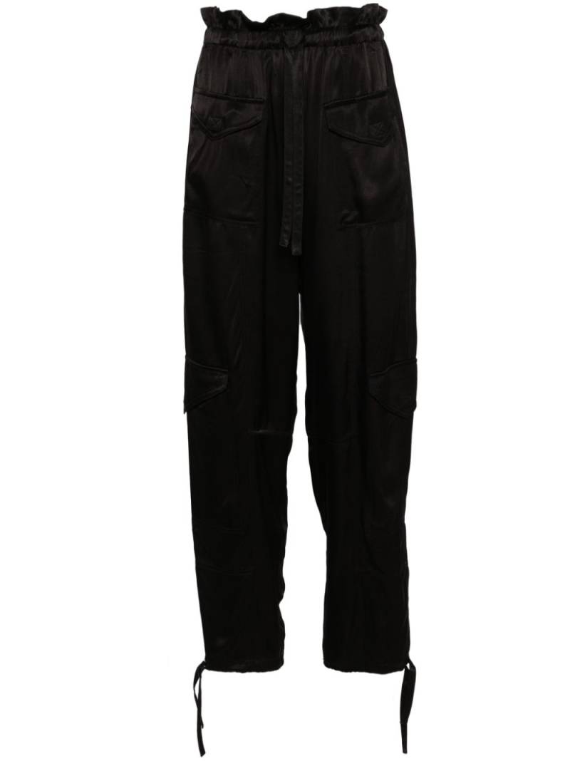 GANNI satin cargo trousers - Black von GANNI