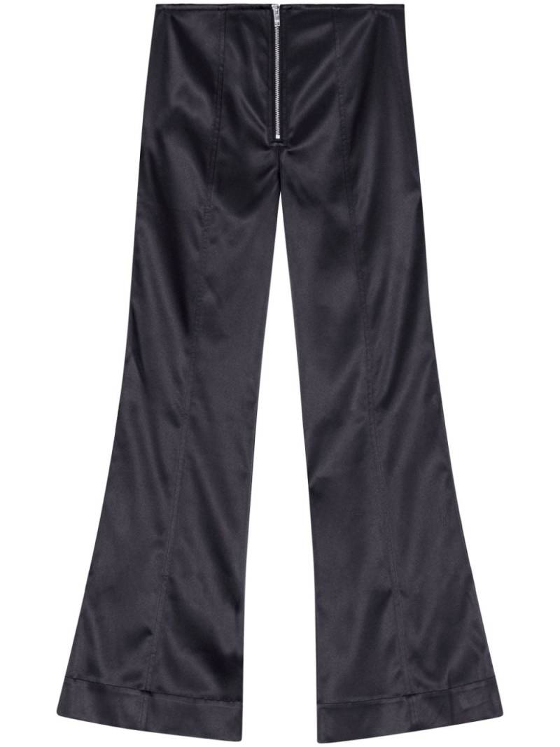 GANNI satin-finish flared trousers - Black von GANNI