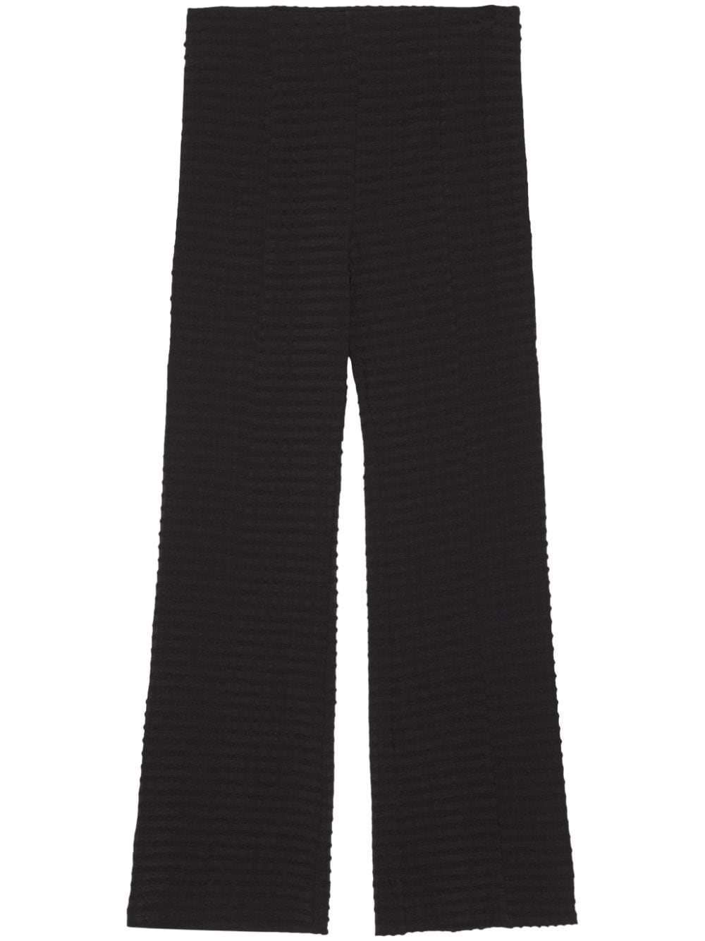 GANNI seersucker-texture cropped trousers - Black von GANNI